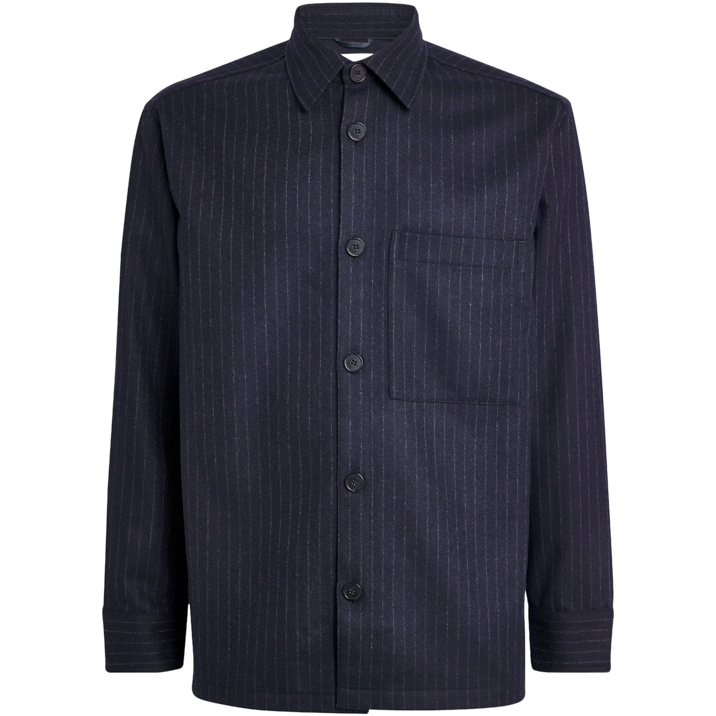 NN07 Navy Wool-Blend Stripe Overshirt