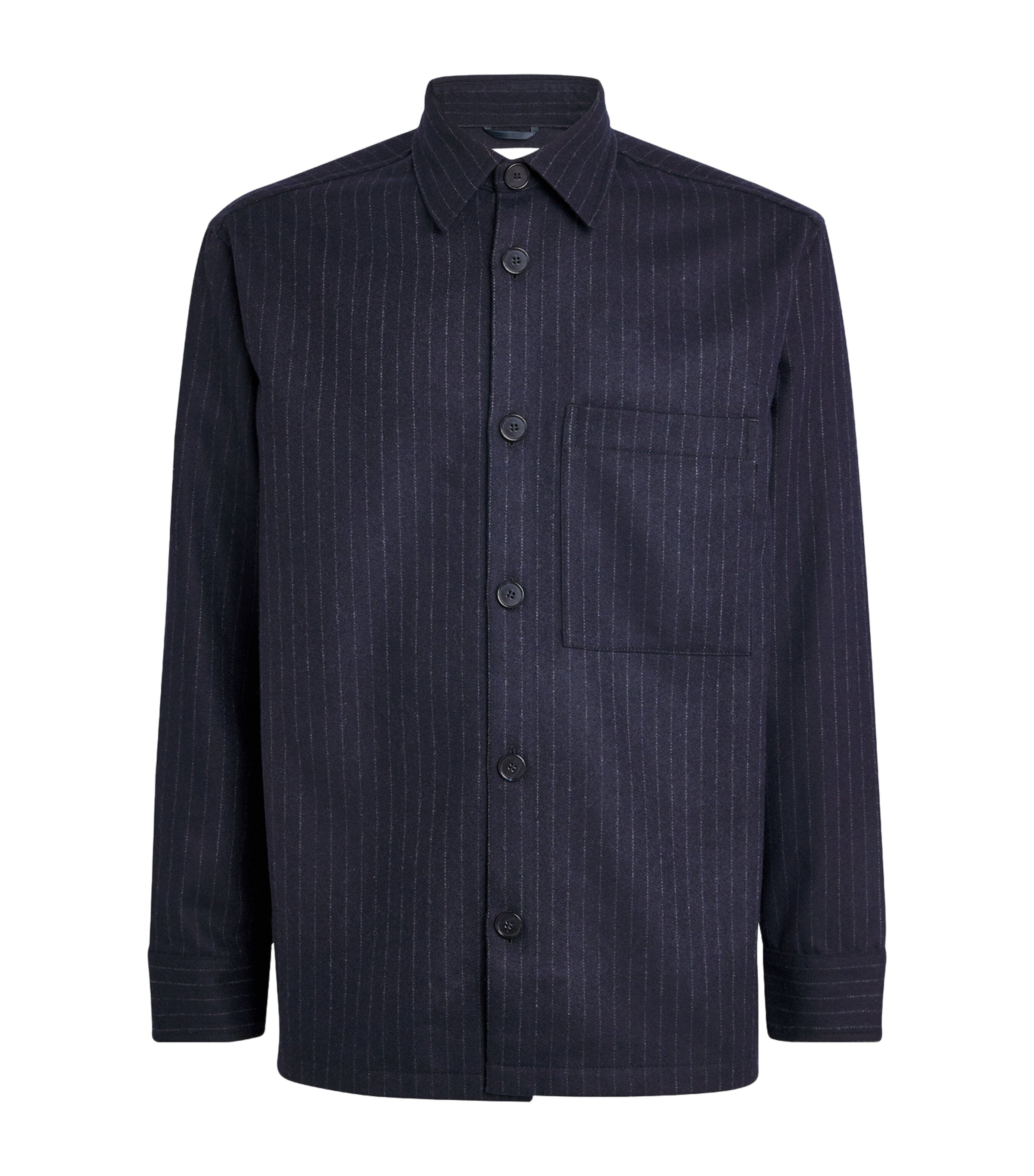 NN07 Navy Wool-Blend Stripe Overshirt