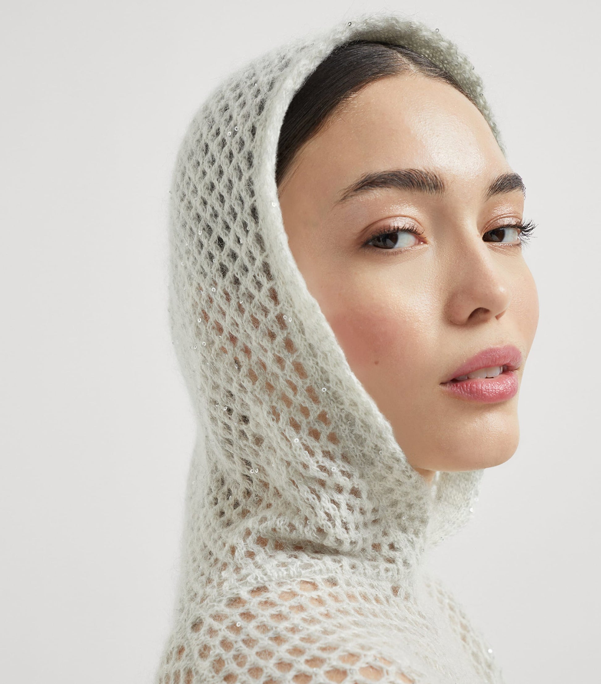 Brunello Cucinelli Grey Embellished Hooded Sweater