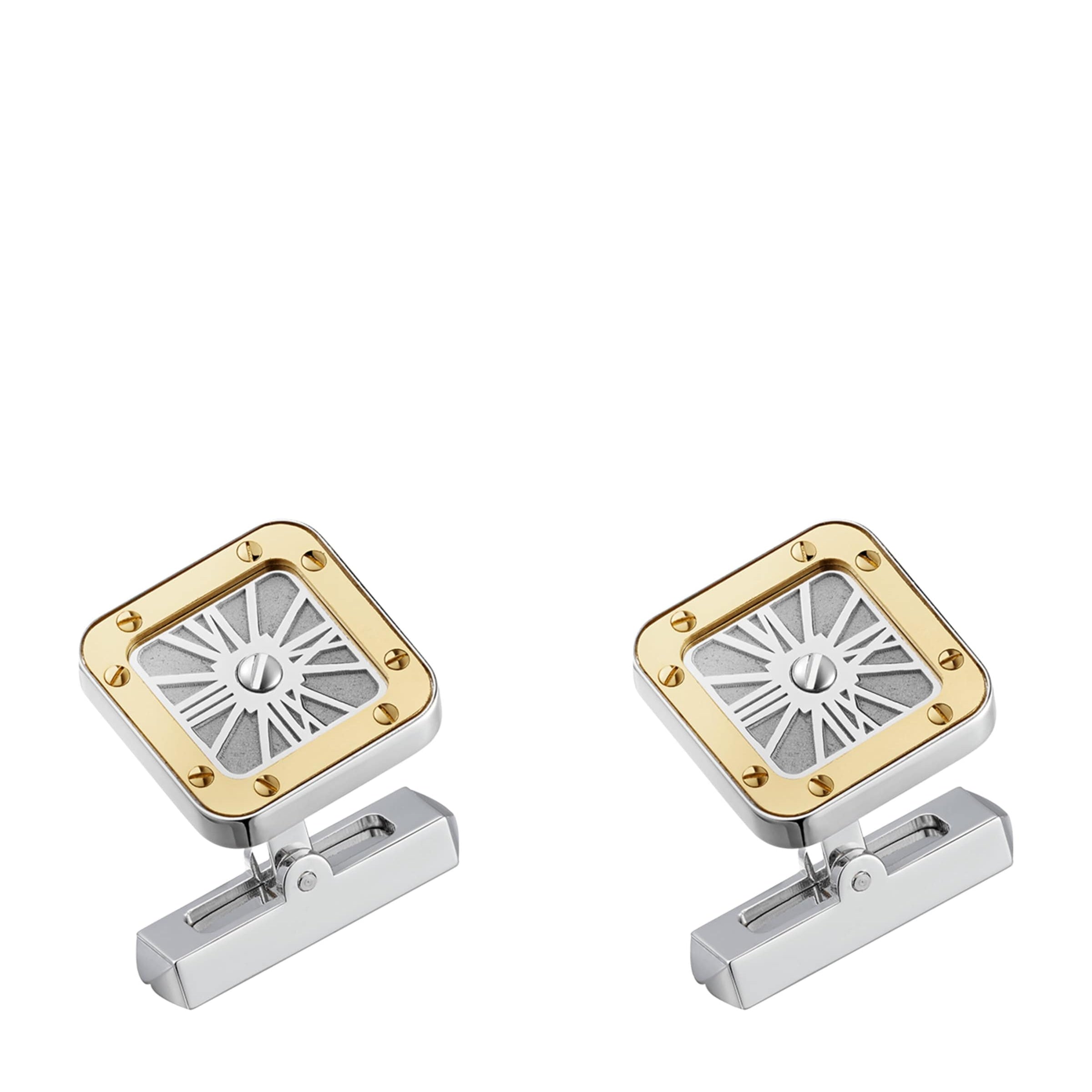 Sterling Silver and Yellow Gold Santos de Cartier Cufflinks
