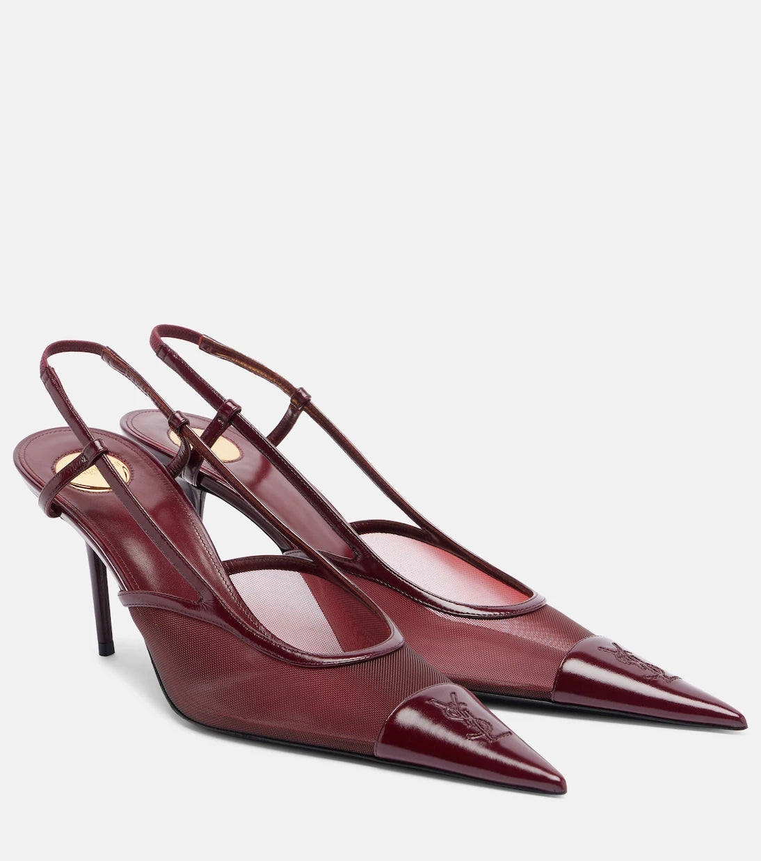 Saint Laurent - Renée leather-trimmed slingback pumps