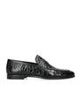 Crocodile Leather Penny Loafers