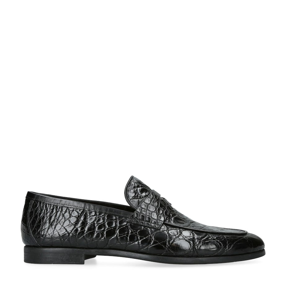 Crocodile Leather Penny Loafers