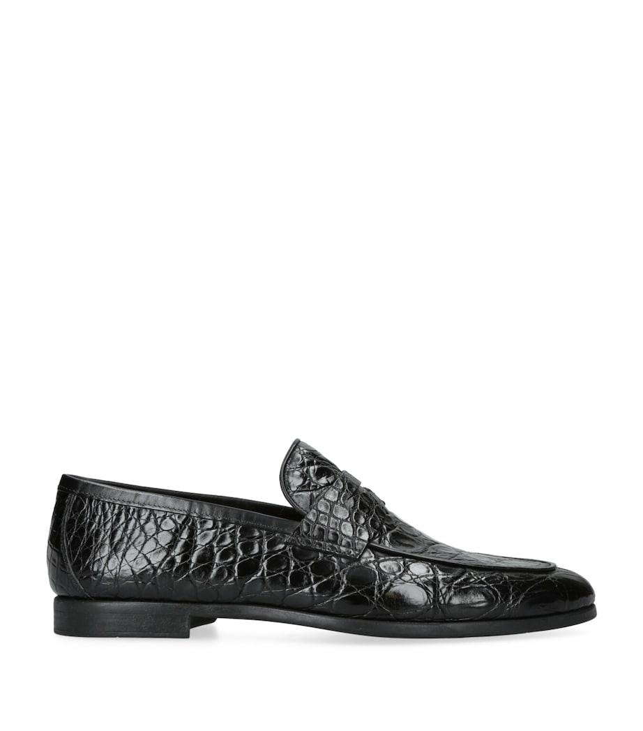 Crocodile Leather Penny Loafers