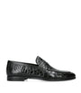Crocodile Leather Penny Loafers