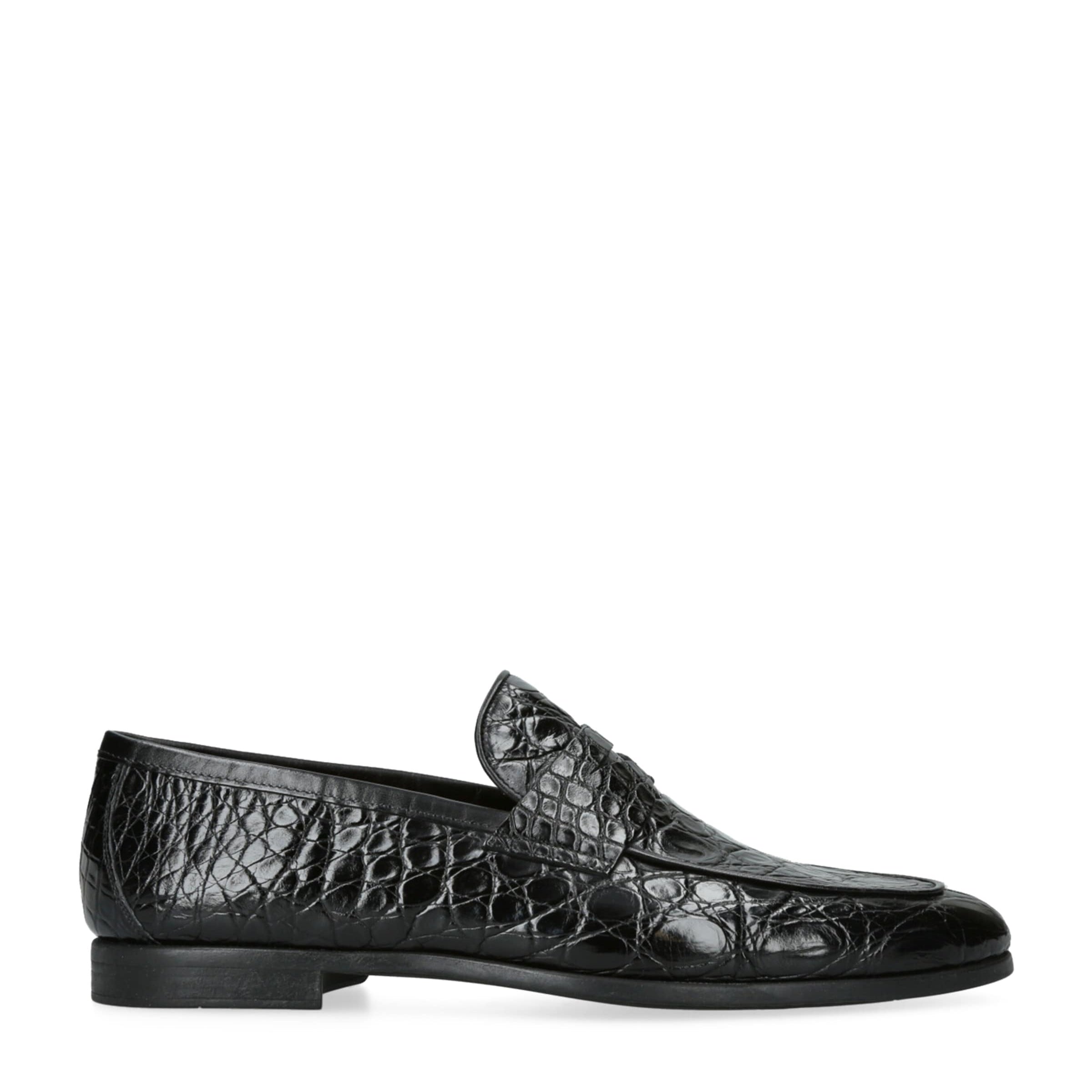 Crocodile Leather Penny Loafers