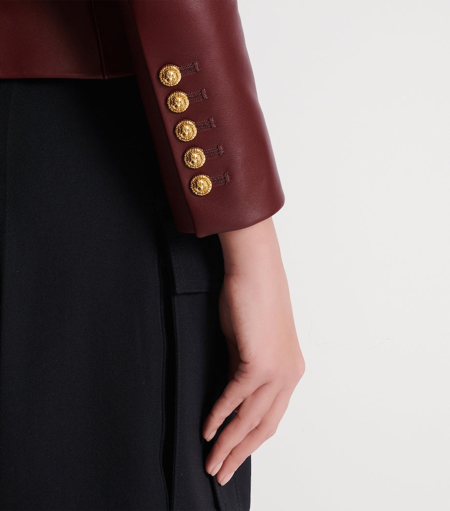 Balmain Brown Lambskin Double-Breasted Blazer