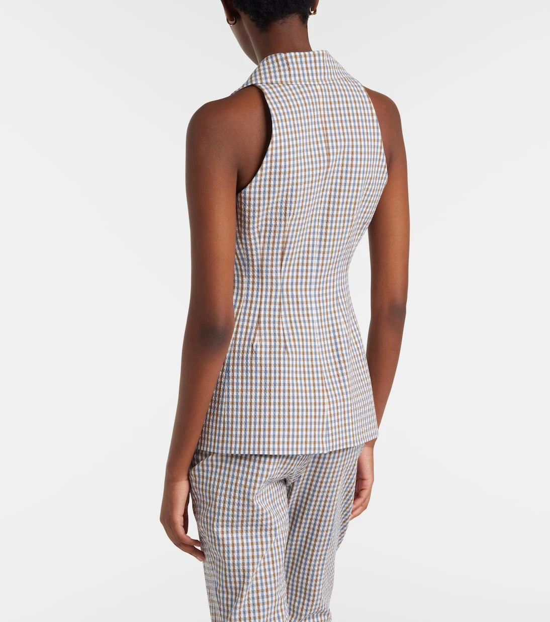 Veronica Beard - Gingham cotton seersucker vest