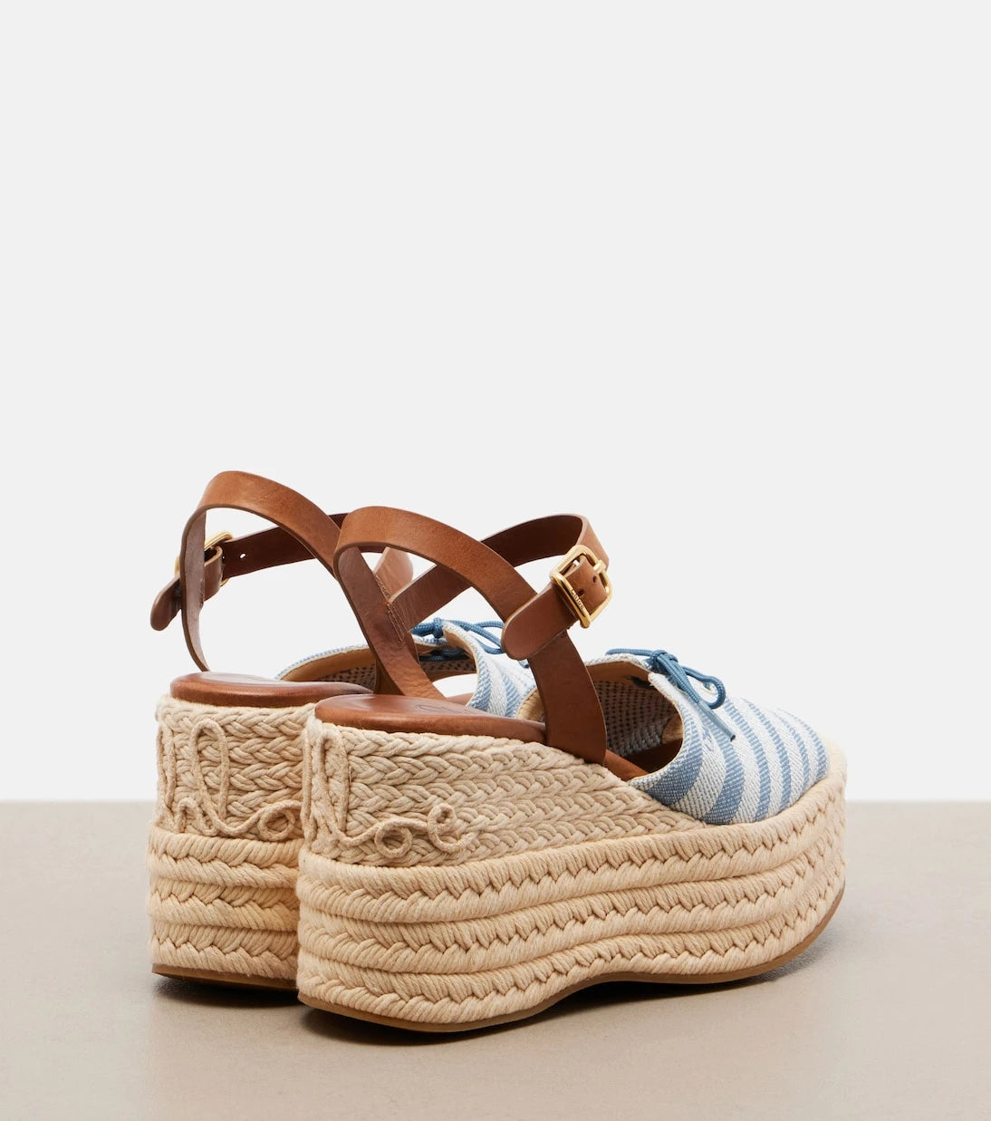 Chloé - Striped canvas espadrille wedge sandals