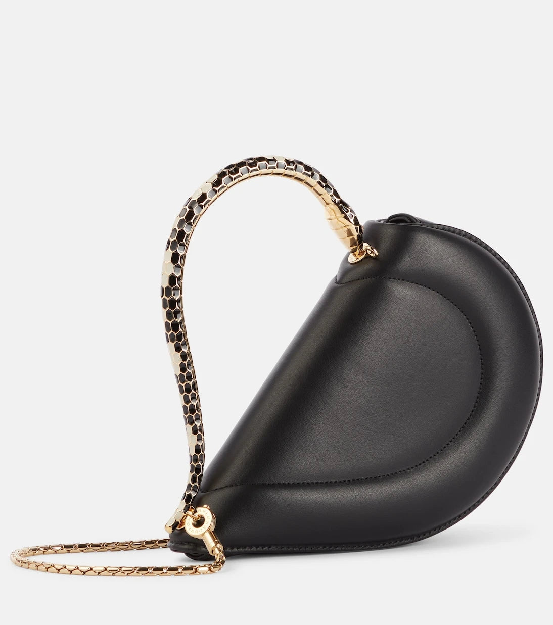 بلغاري - حقيبة Serpenti Cuore 1968 جلدية بمقبض علوي
