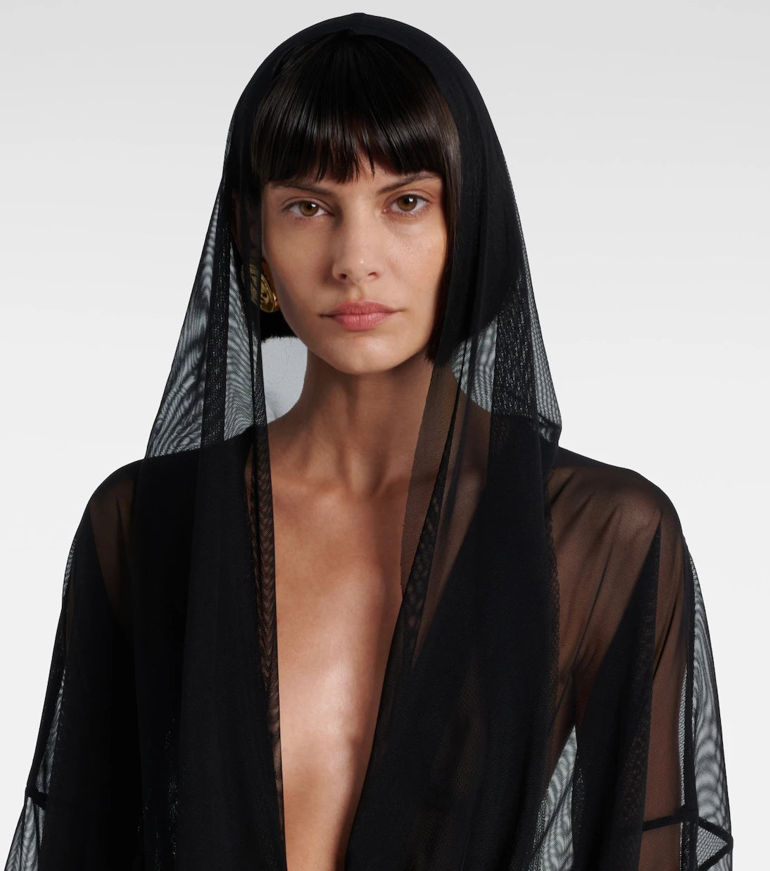 Norma Kamali - Hooded sheer maxi dress