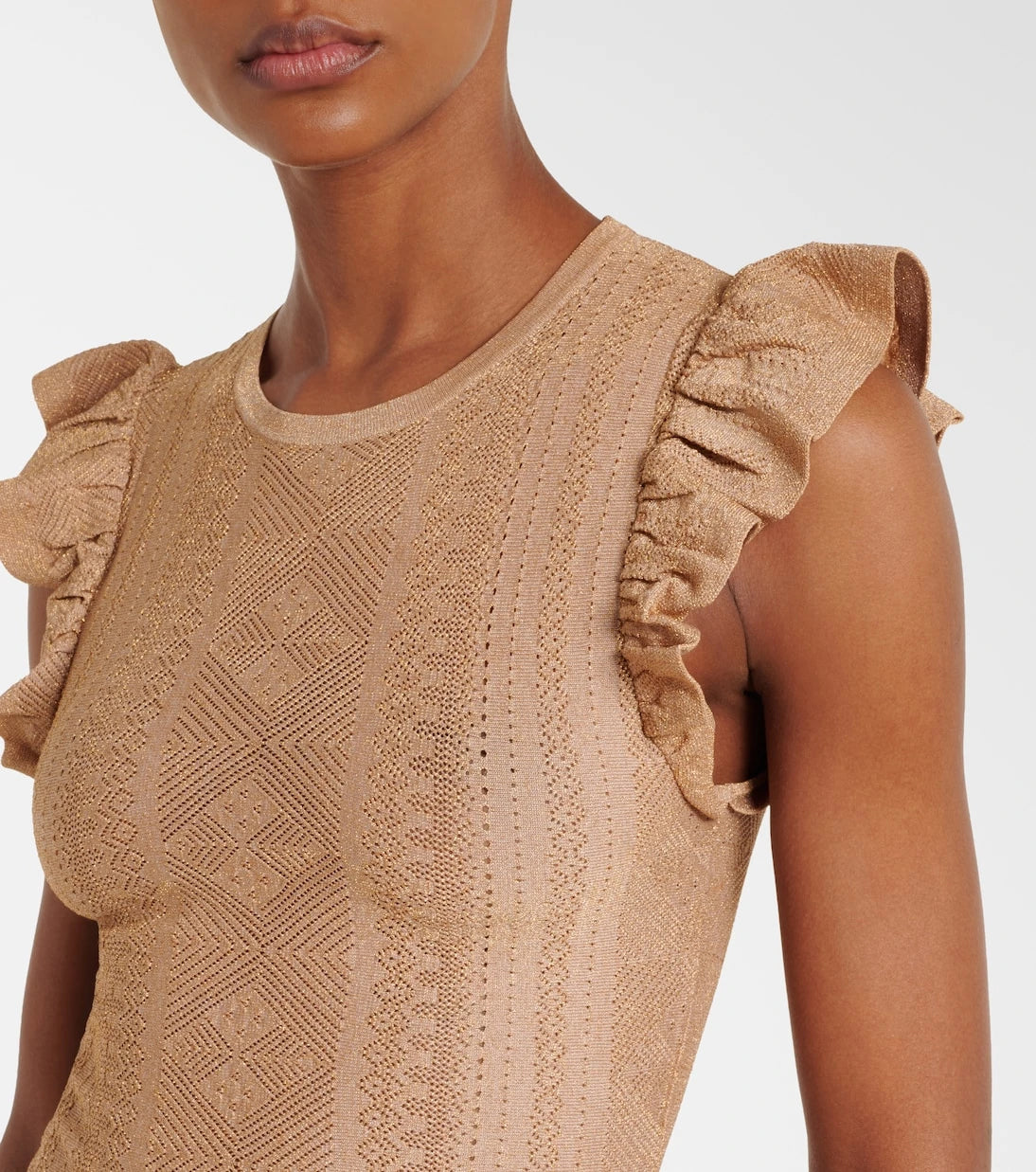 Zimmermann - Aster ruffled pointelle lamé top