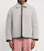 Grey Wool-Blend Contrast Trim Jacket