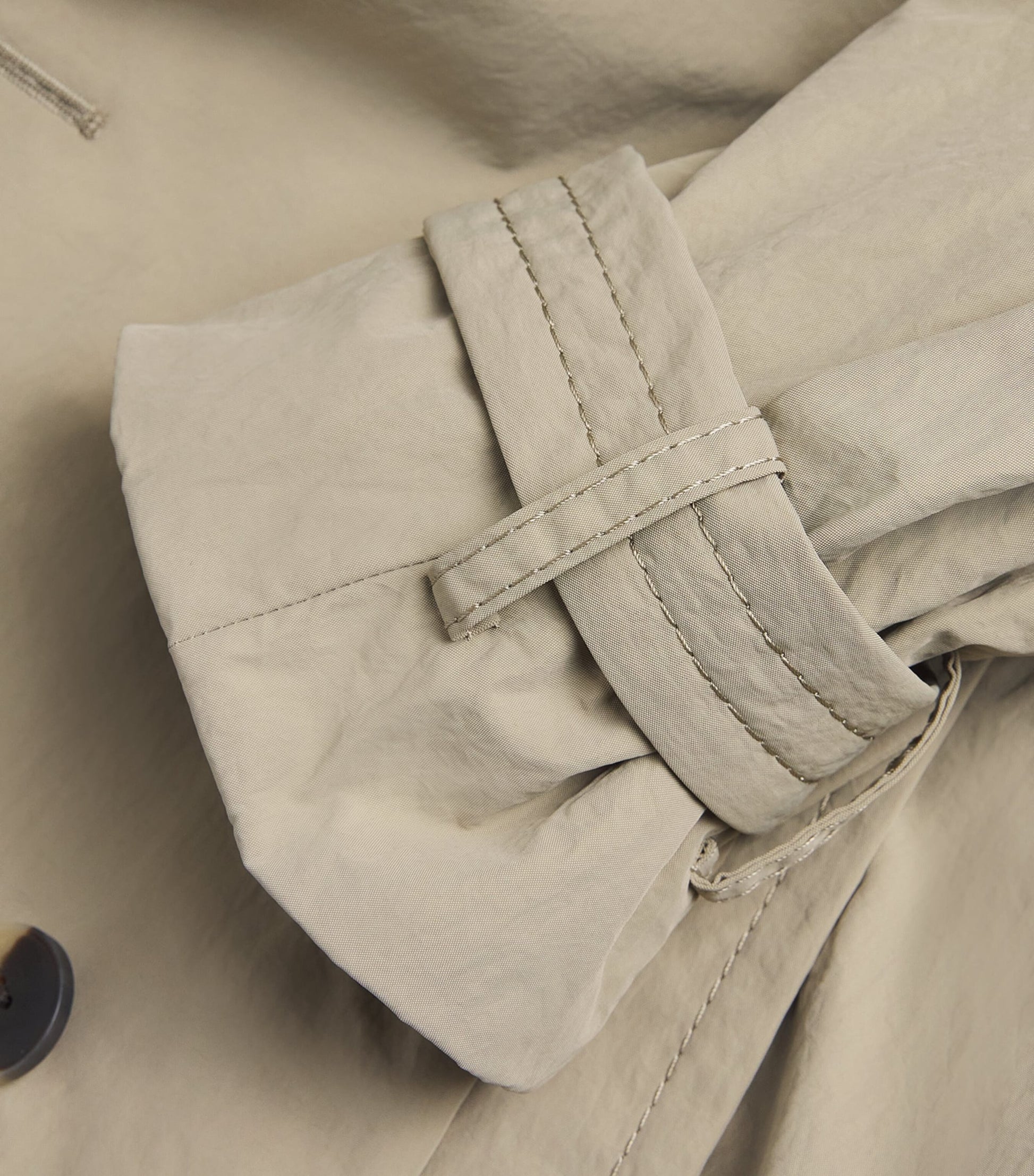 Green Nylon Hybrid Pea Coat