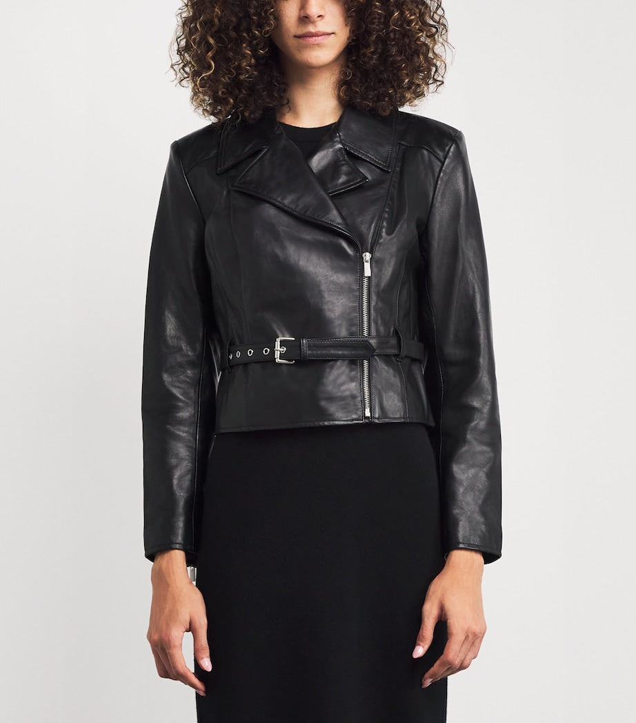 PAIGE Black Foxe Lamb Leather Jacket