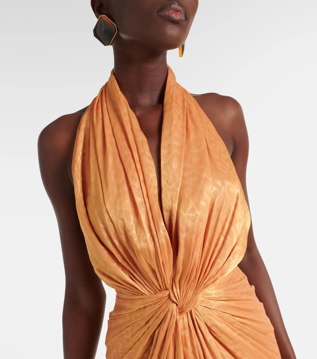 Costarellos - Joa gathered halterneck gown