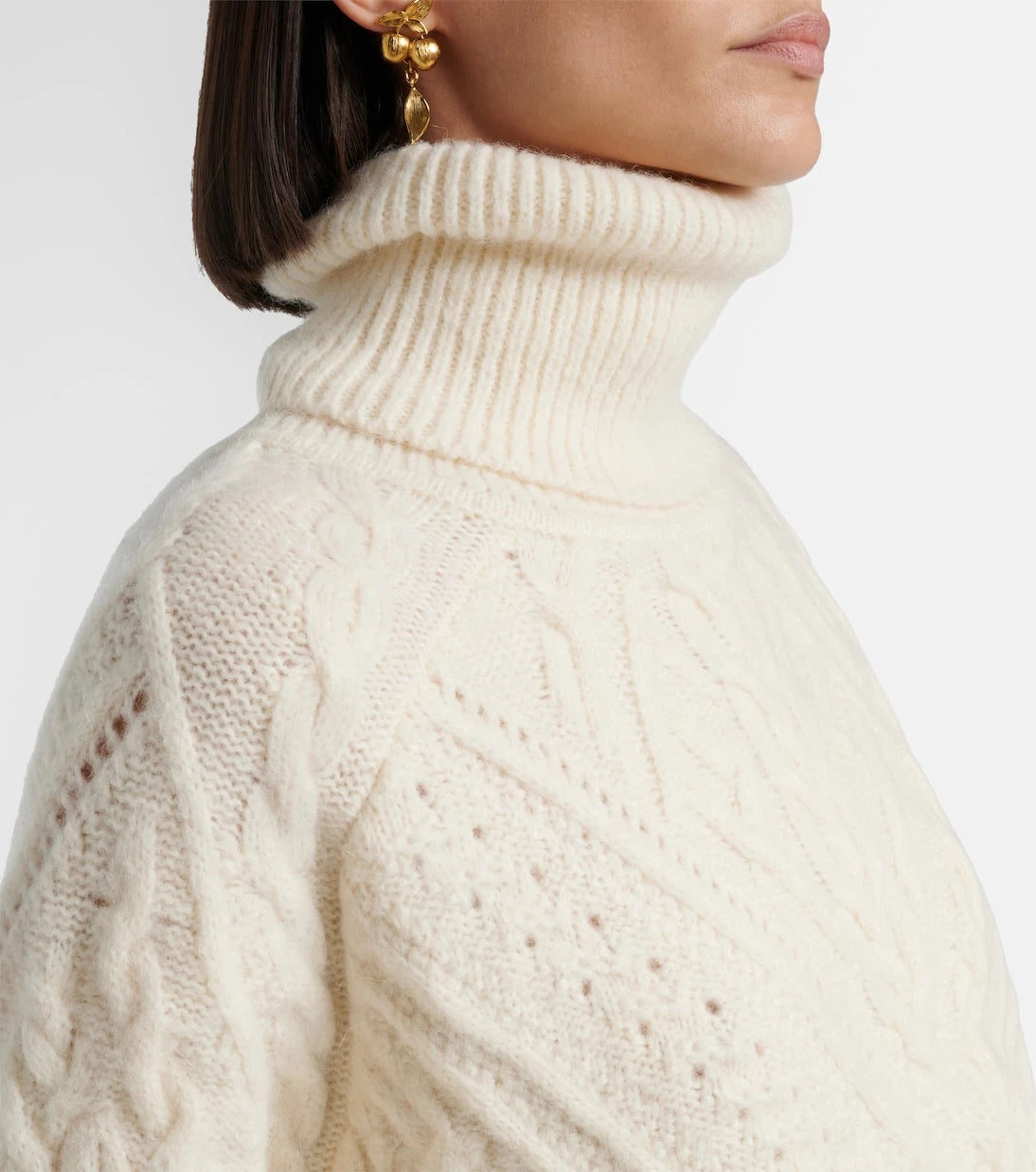 Saint Laurent - Cable-knit alpaca-blend turtleneck sweater