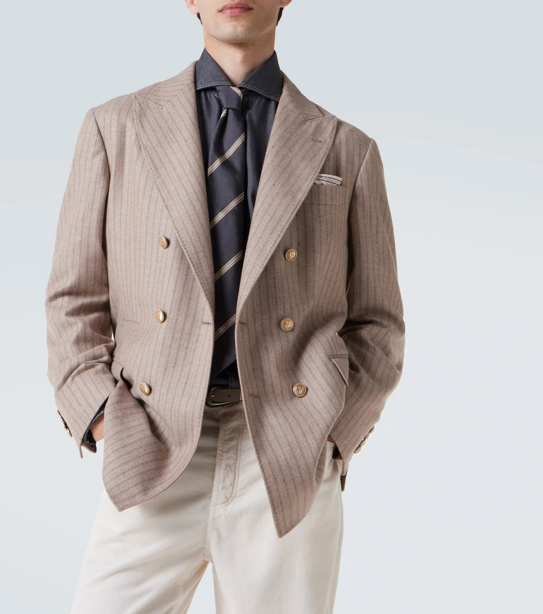 Brunello Cucinelli - Striped cashmere and silk blazer