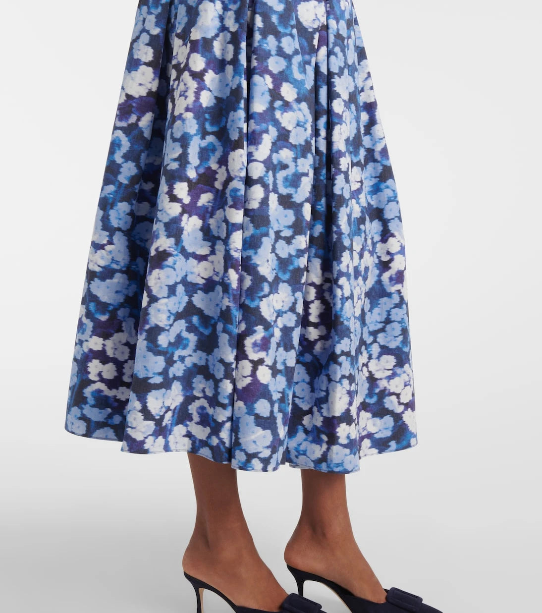Erdem - Floral pleated cotton midi skirt
