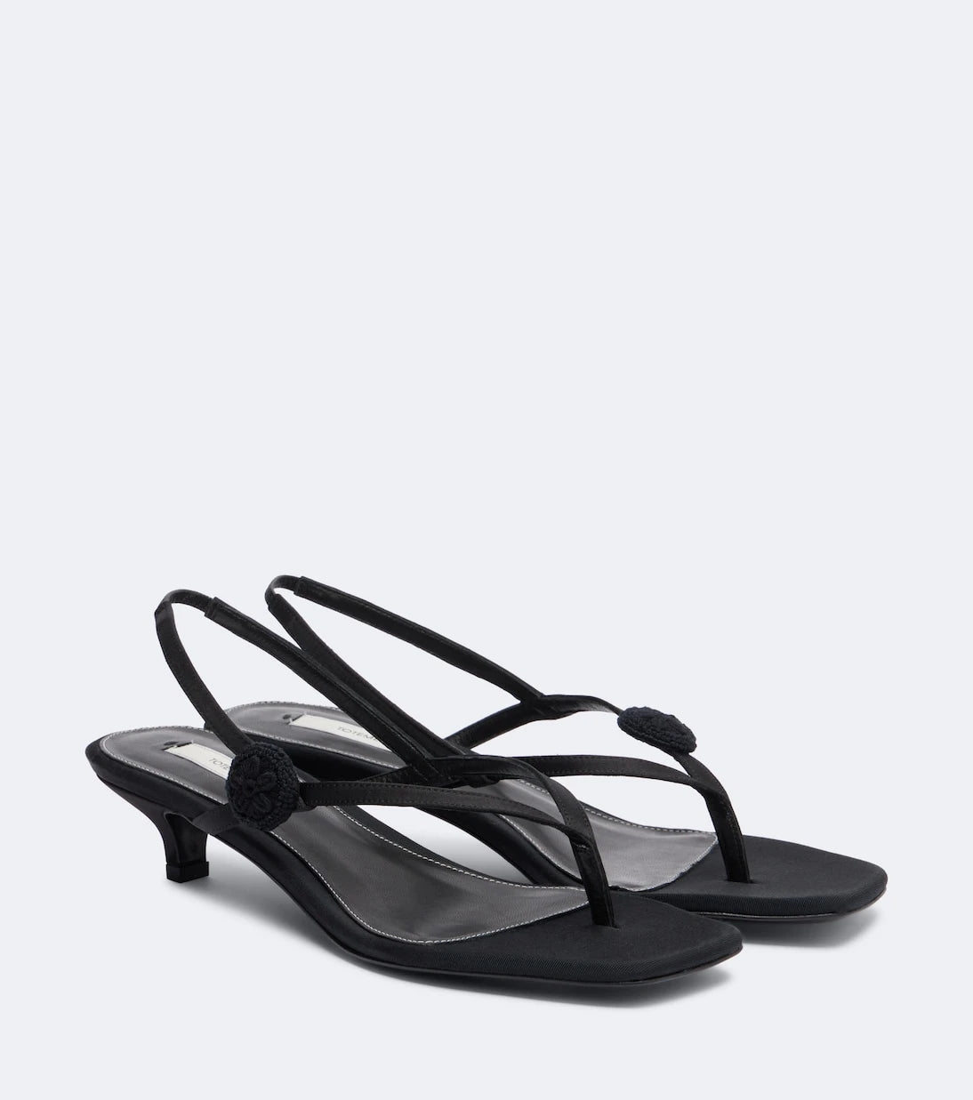 Toteme - Floral-appliqué suede slingback sandals