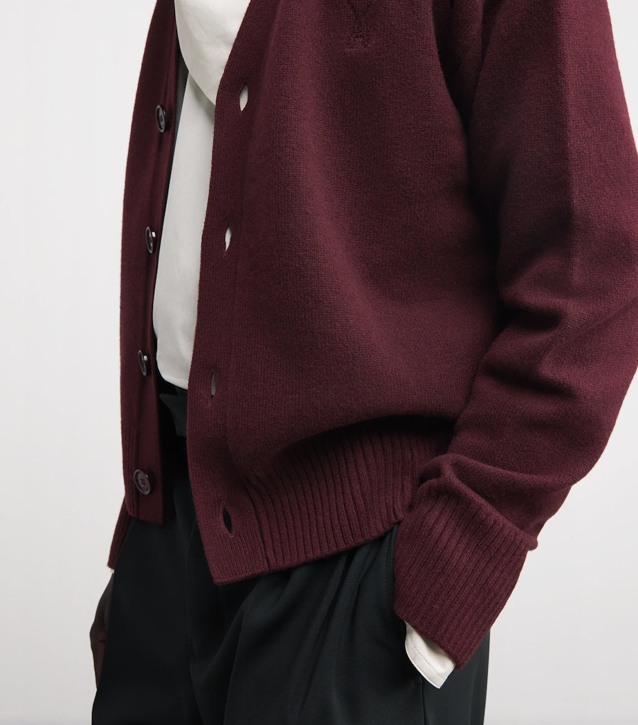 AMI Paris Black Wool-Cashmere Ami De Coeur Cardigan