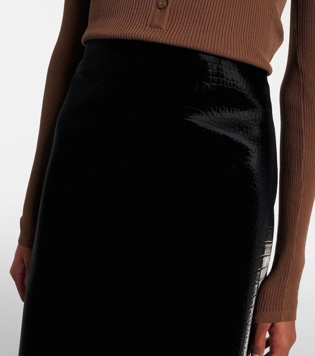 Gucci - Croc-effect leather pencil skirt