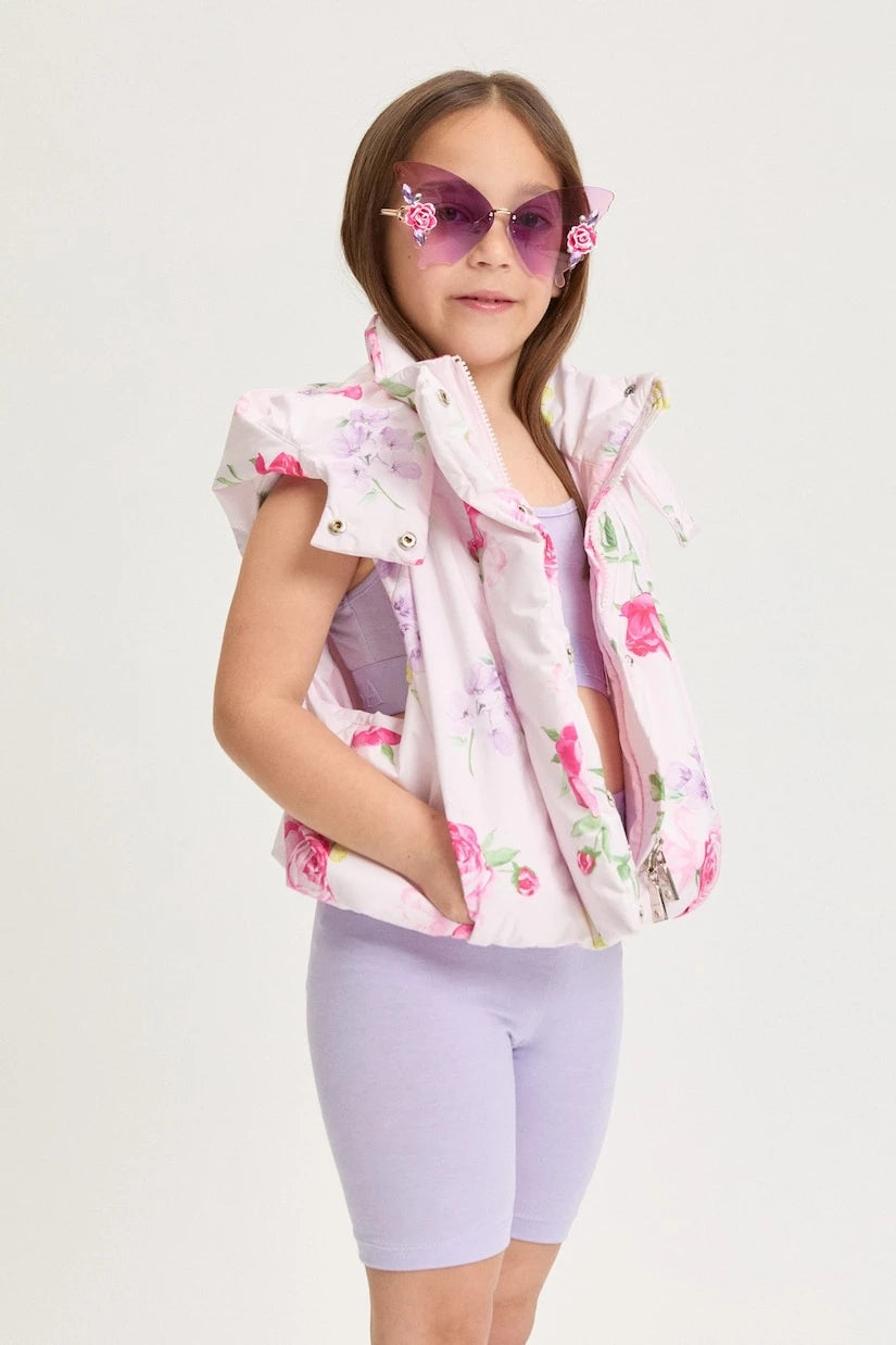Monnalisa - Floral puffer vest