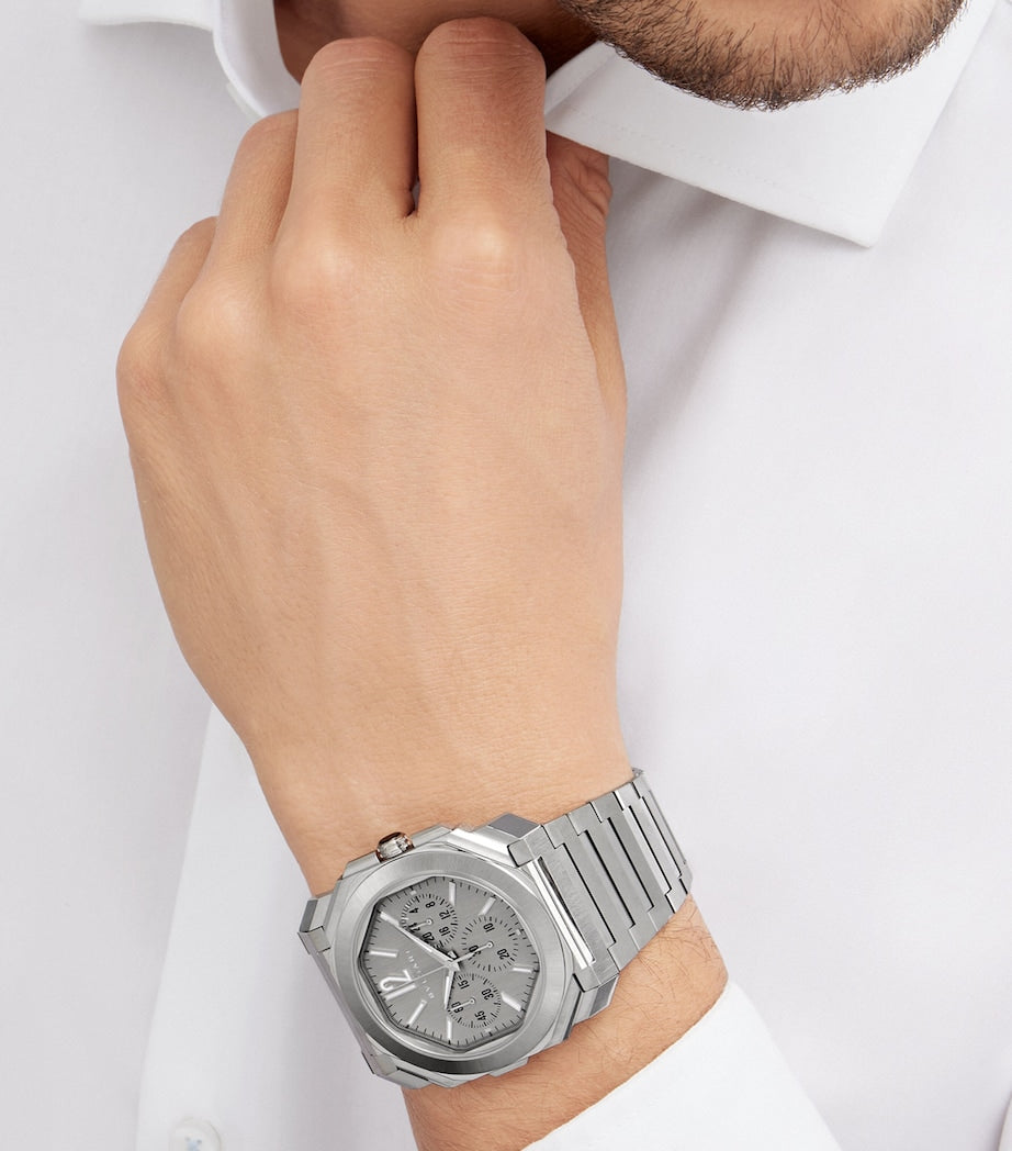 Bvlgari Stainless Steel Octo Finissimo Chronograph GMT Watch 43mm