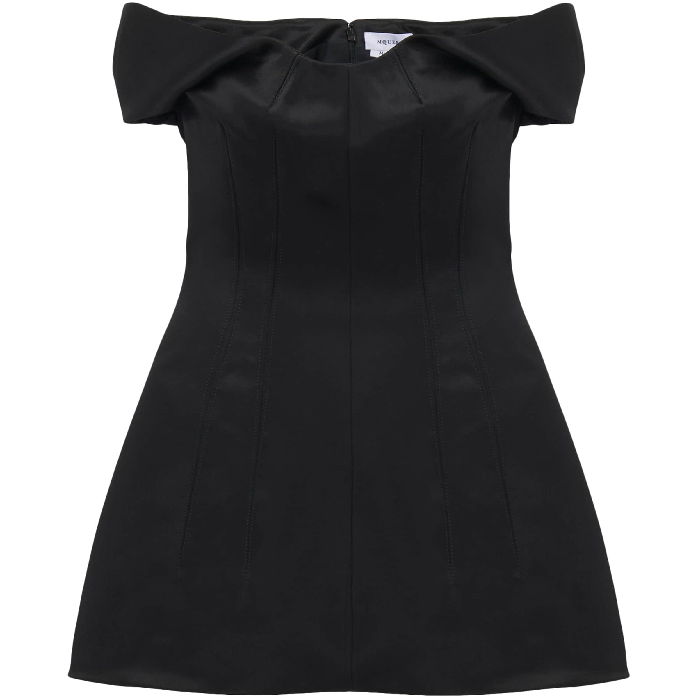 McQueen Black Off-The-Shoulder Mini Dress