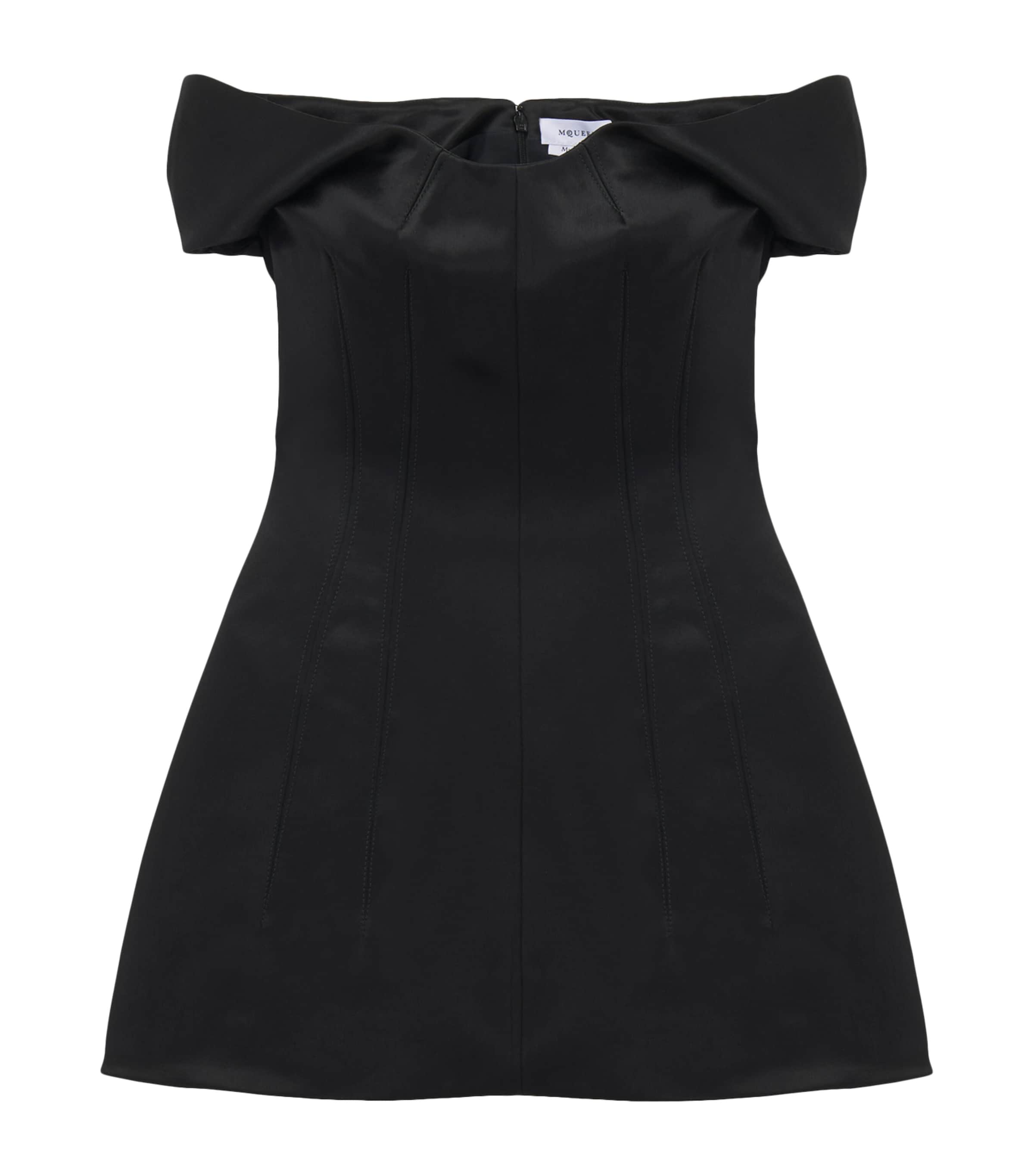 McQueen Black Off-The-Shoulder Mini Dress