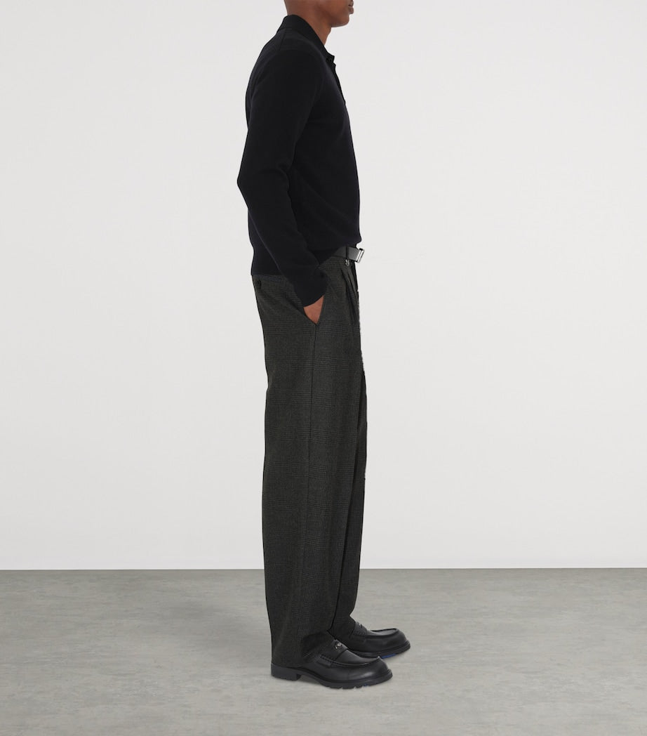 Burberry Black Cashmere EKD Polo Shirt