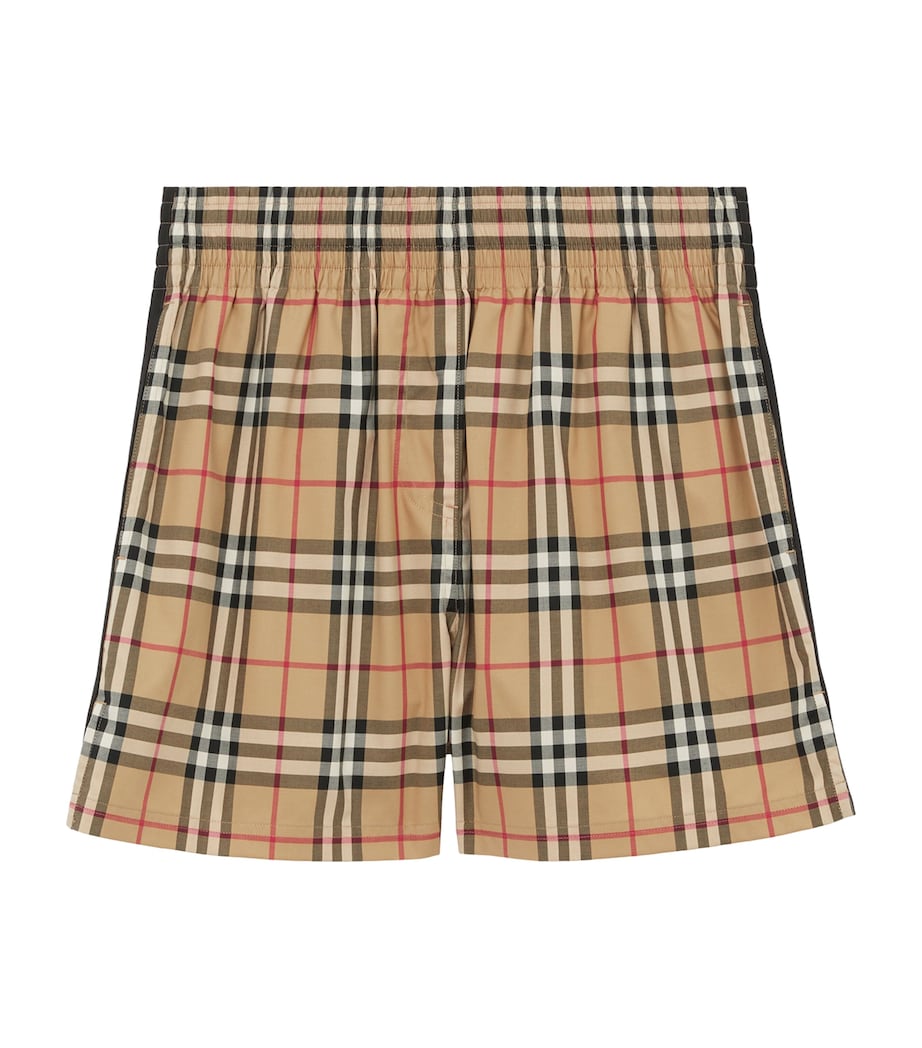 Burberry Beige Stretch-Cotton Check Shorts