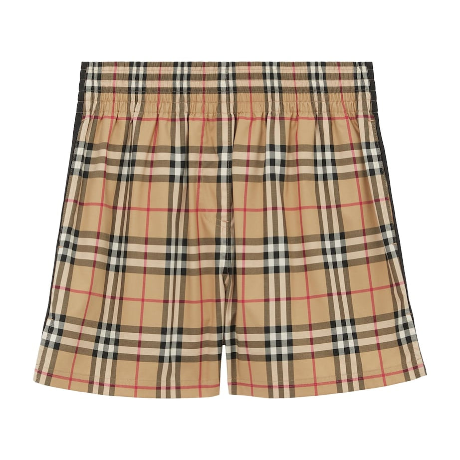 Burberry Beige Stretch-Cotton Check Shorts