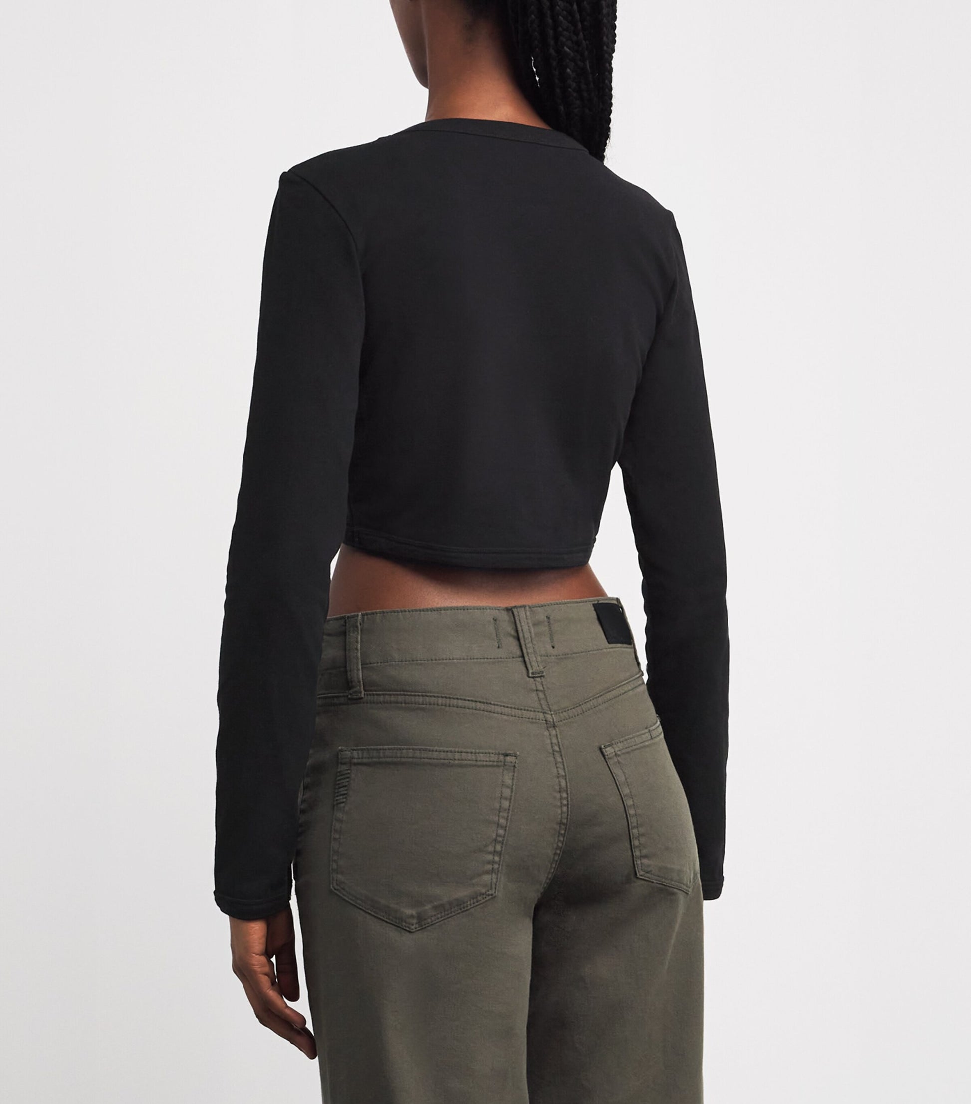 Sandro Paris Black Stretch-Cotton Logo Crop Top