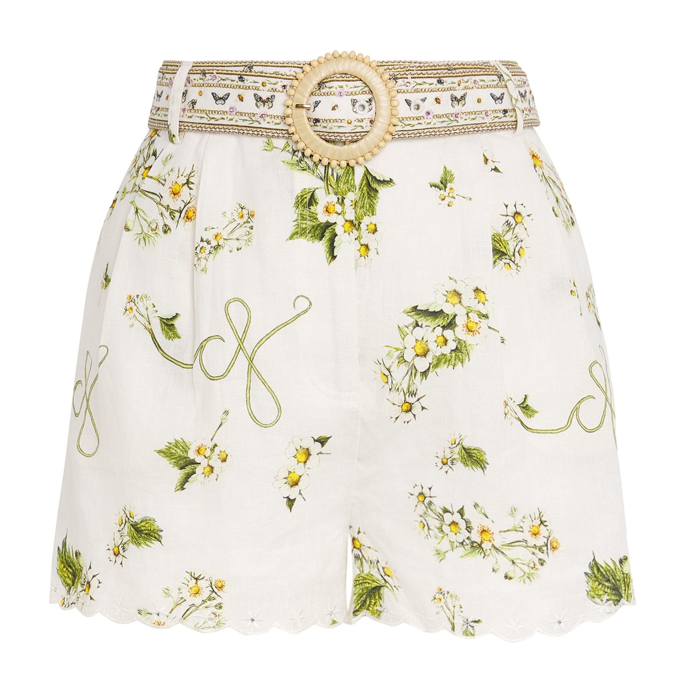 Camilla White Linen Botanical Utopia Shorts