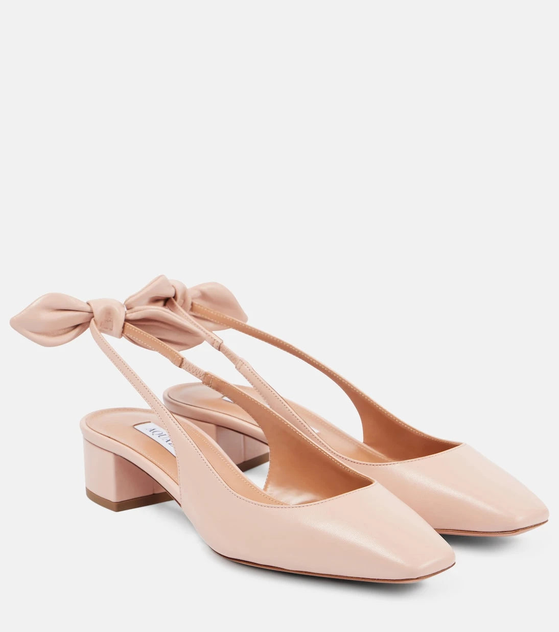 Aquazzura - Very Bow Tie 35 leather slingback pumps