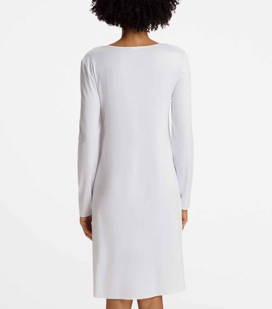 Hanro White Long-Sleeve Cotton Silk Nightdress