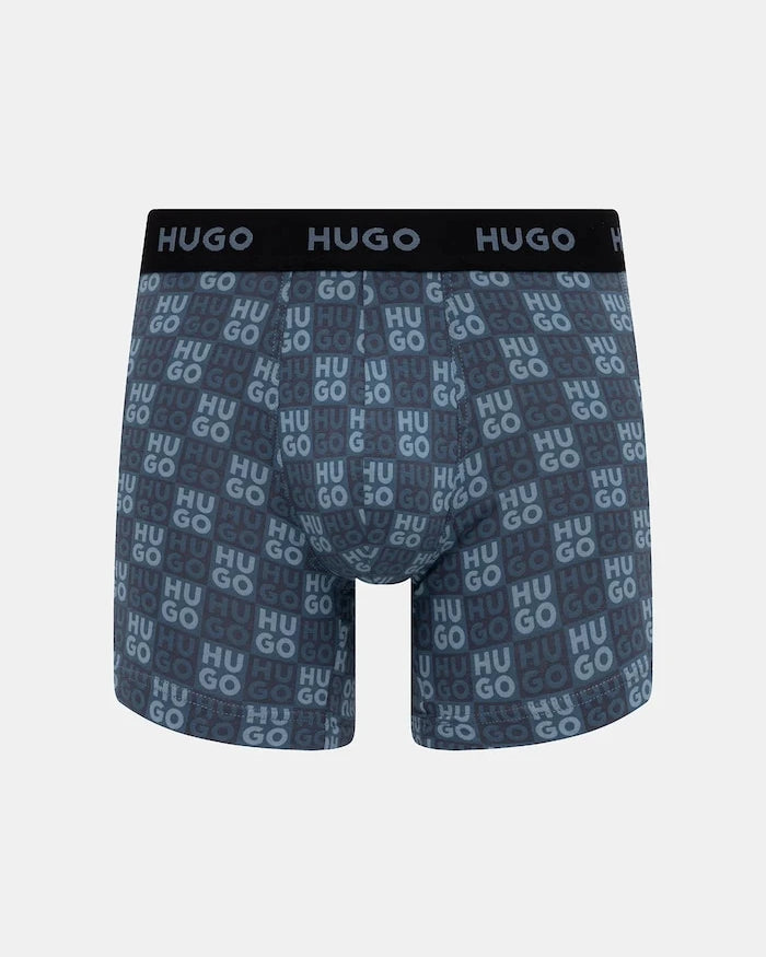 HUGO боксерки мъжки от памук с еластан BOXERBR TRIPLET DESIGN 3 броя