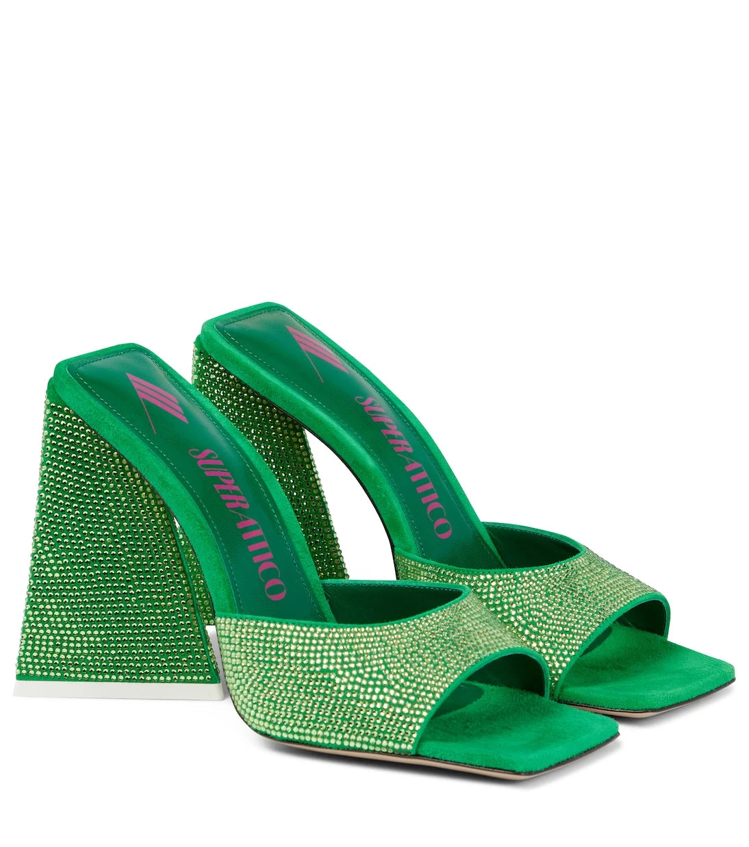 The Attico - Devon embellished leather and suede sandals