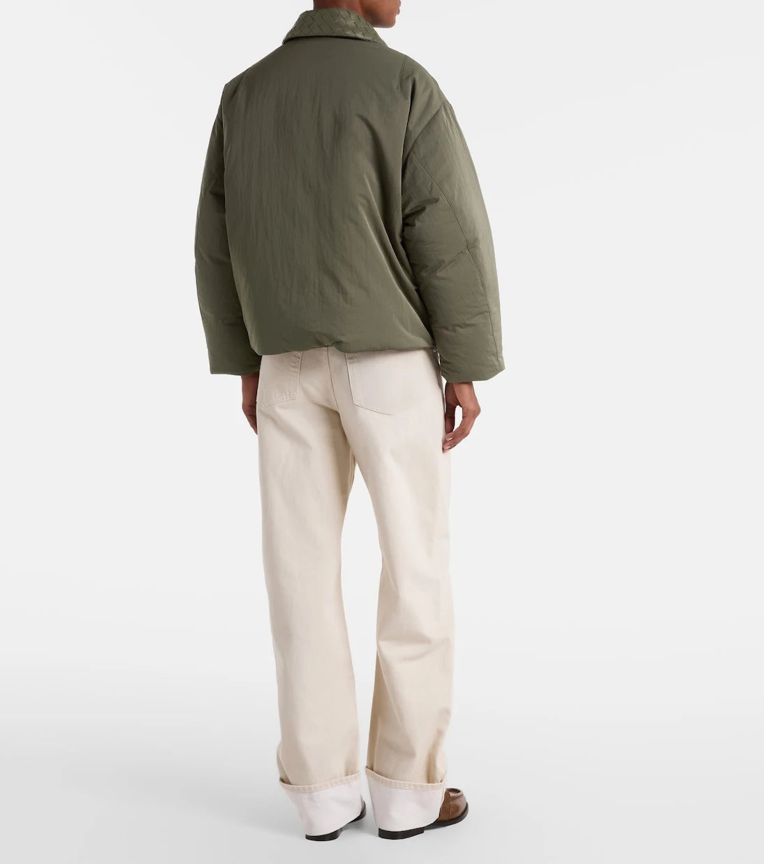Bottega Veneta - Intrecciato leather-trimmed down jacket
