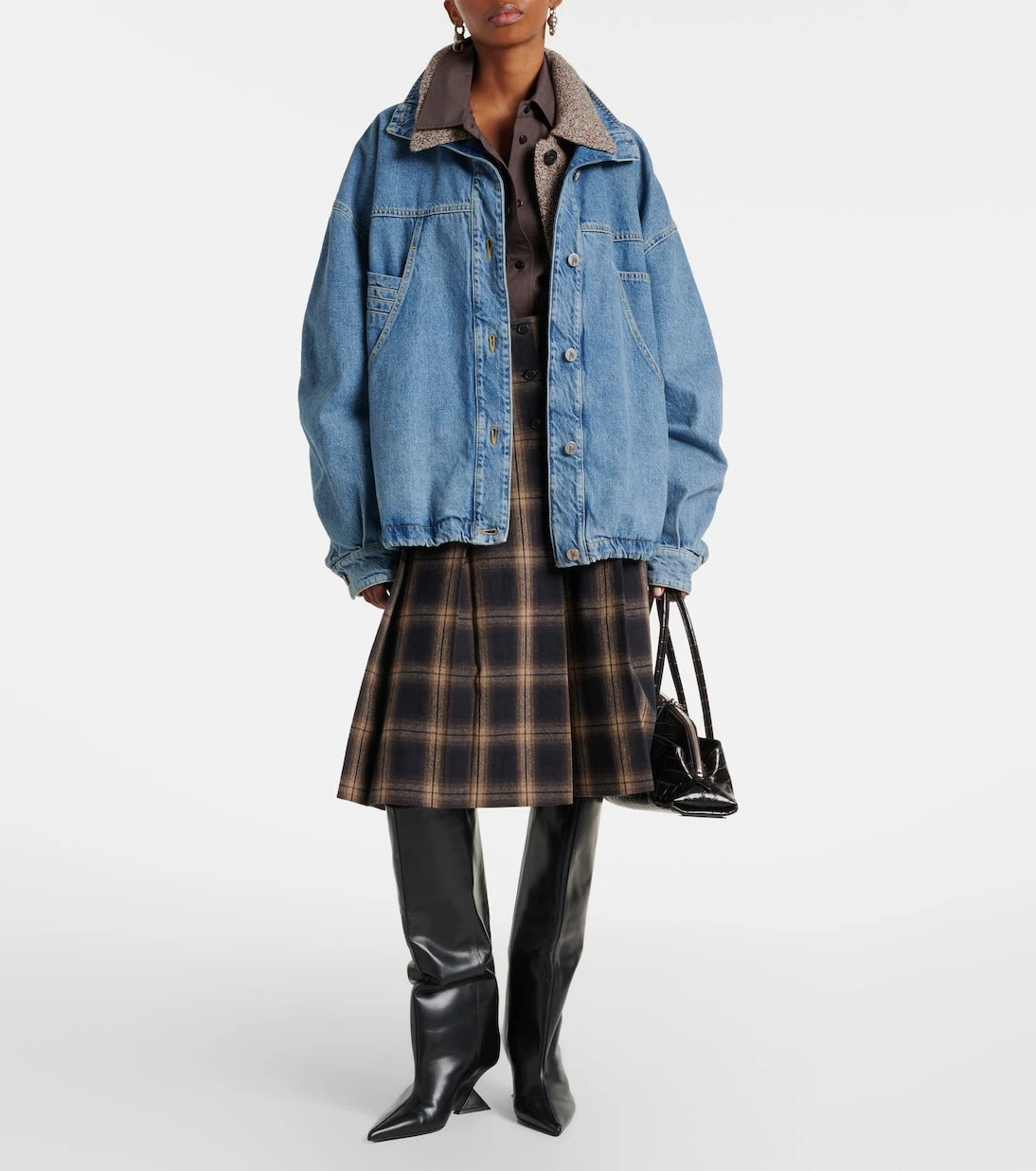 The Attico - Oversized denim bomber jacket