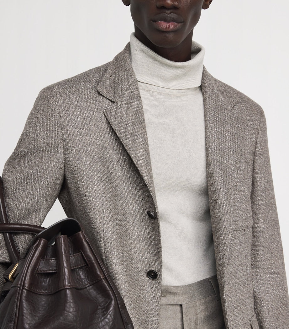 Corneliani Beige Virgin Wool-Silk-Blend Blazer