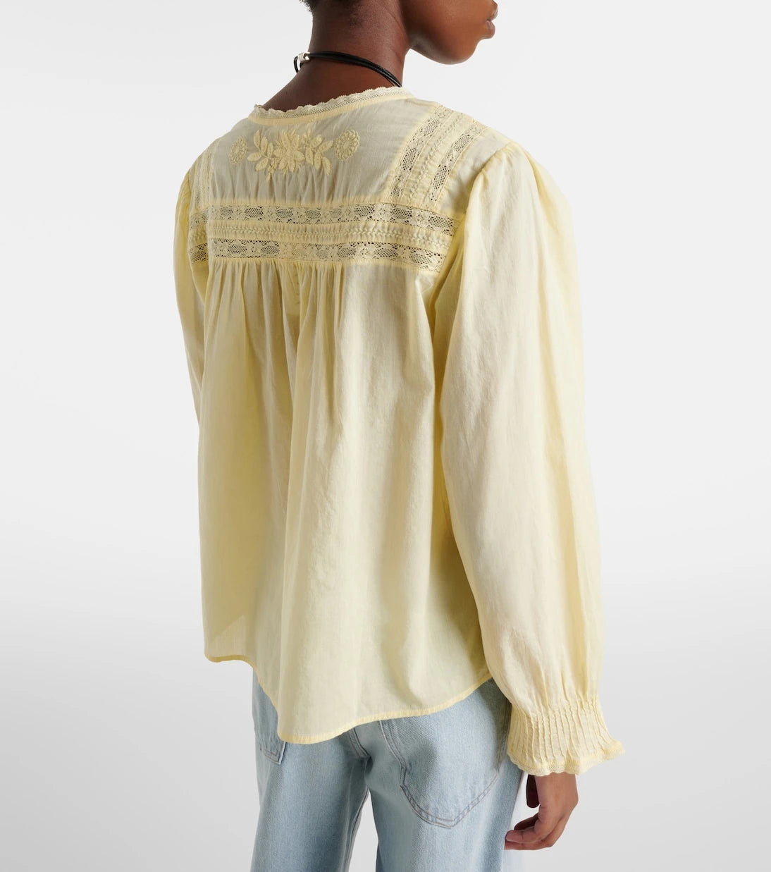 Velvet - Byrdie lace-trimmed cotton blouse