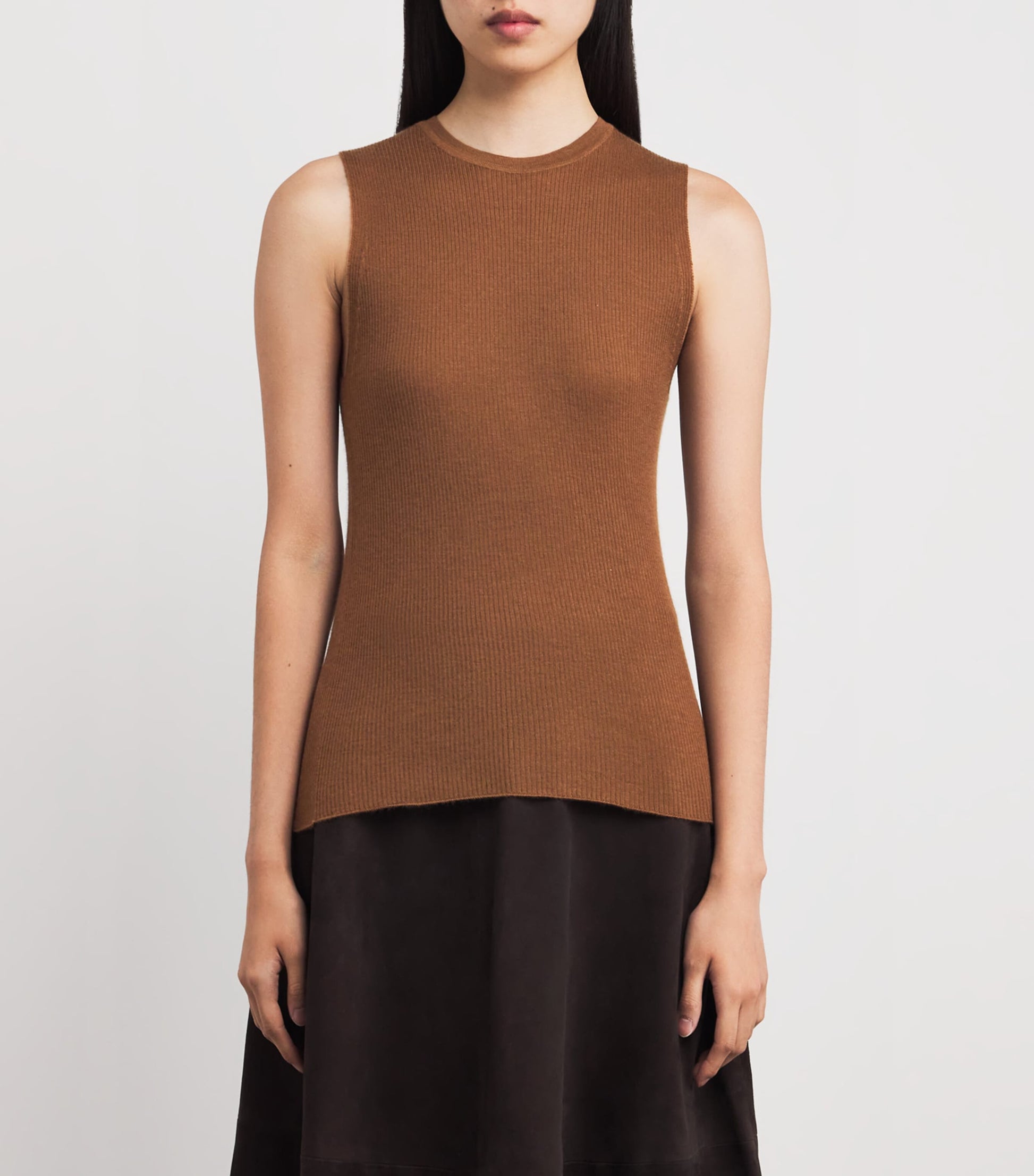 Johnstons Of Elgin Brown Superfine Cashmere Tank Top