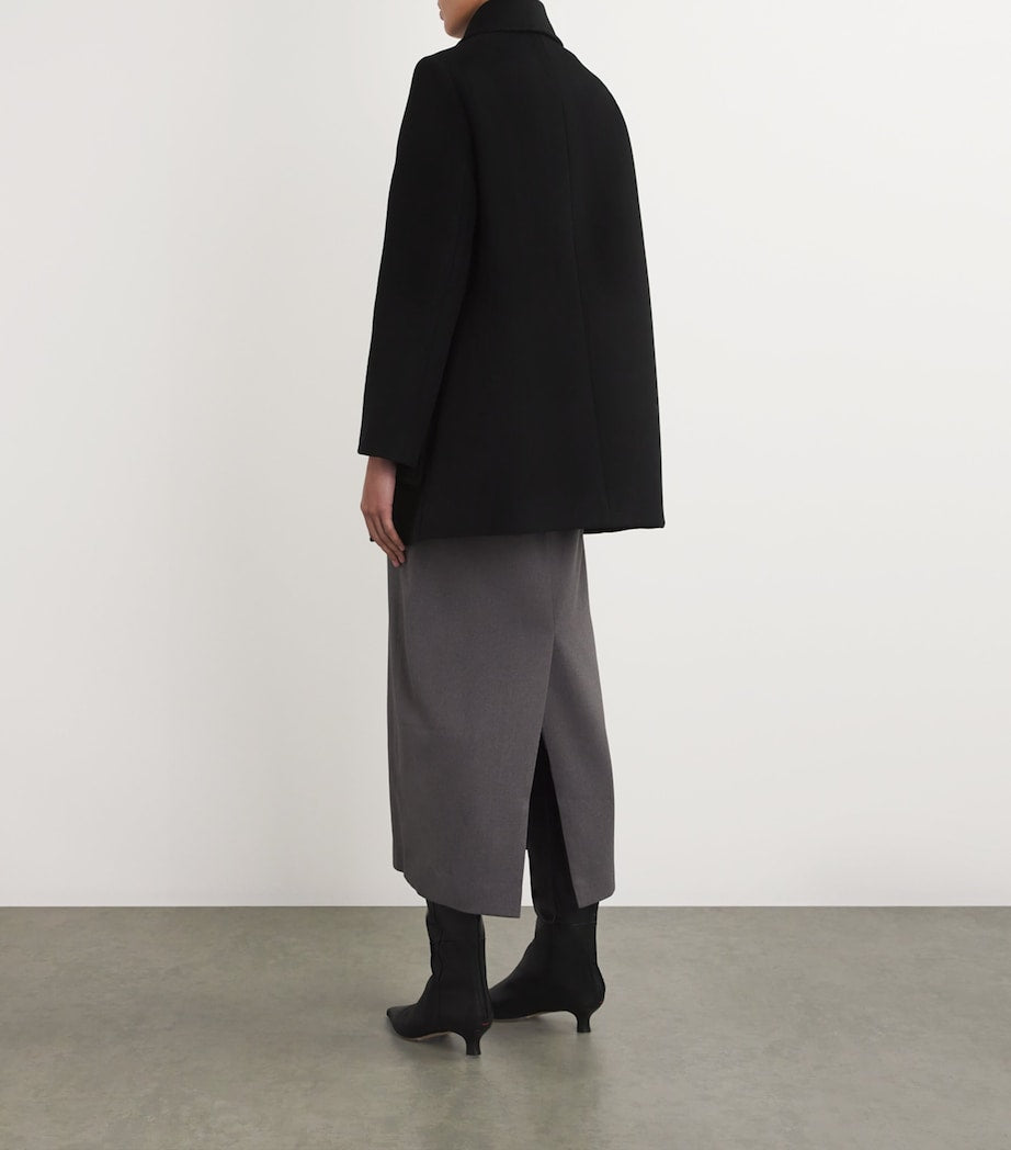 Maje Black Wool-Blend Pea Coat