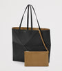 Large Leather Puzzle Fold Tote Bag BLACK