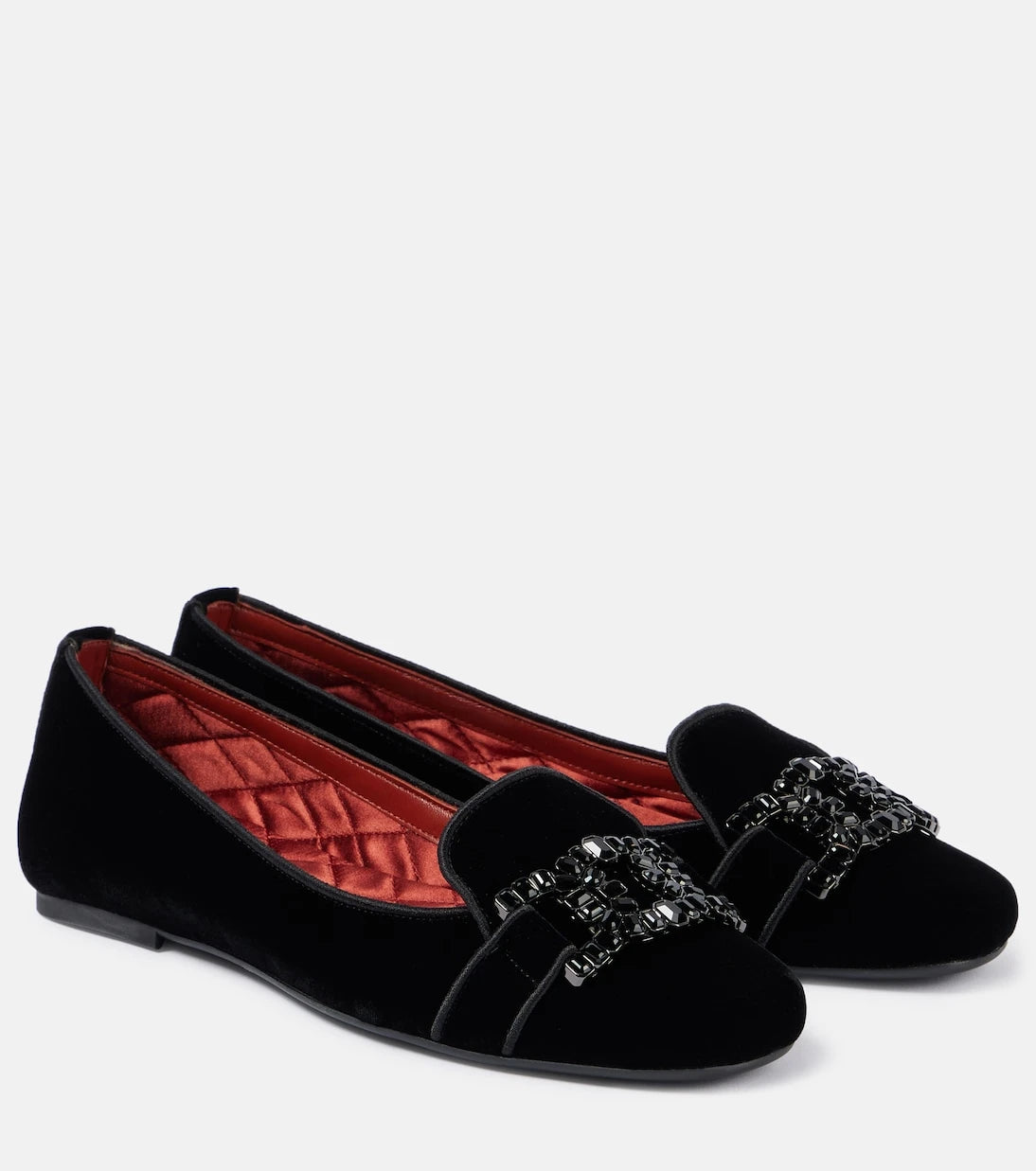 Tod's - Kate crystal-embellished velvet ballet flats