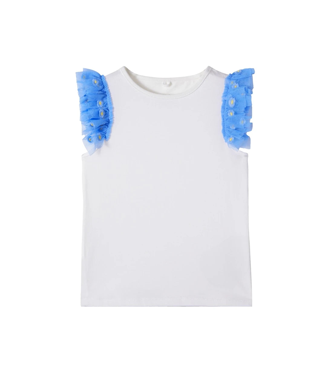 Stella McCartney Kids - بلوزة من جيرسيه القطن بحواف من التول