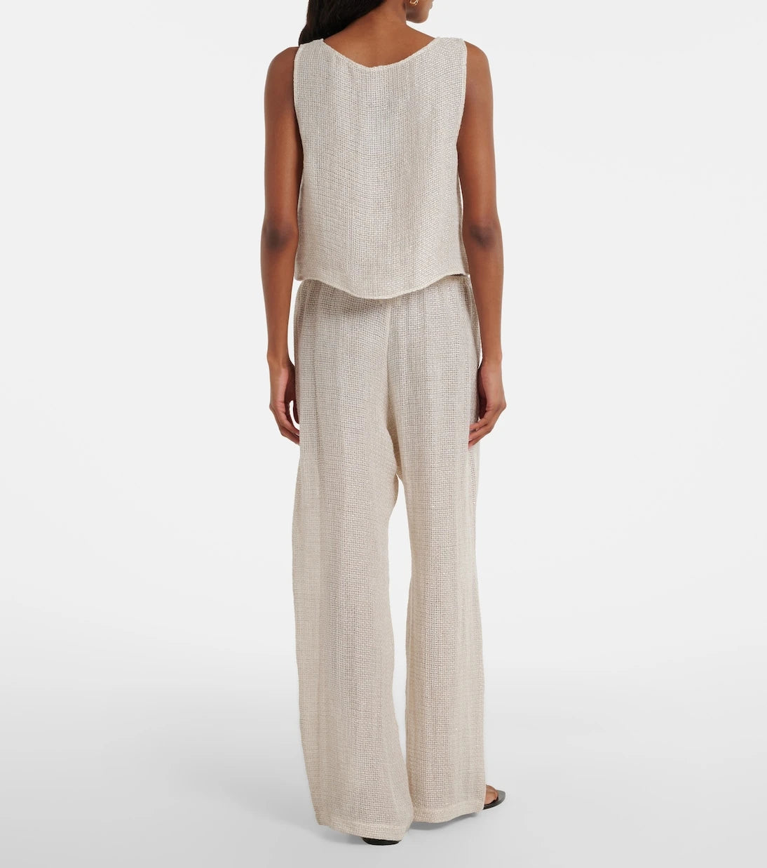 Leset - Stella sequined linen-blend wide-leg pants