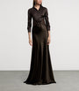 Ralph Lauren Collection Brown Stretch-Satin Masina Maxi Skirt